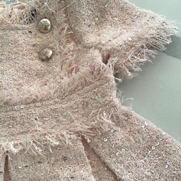 Bardot Junior Baby Girl Pink Tweed Dress Size 6-12 Months - Picture 3 of 6